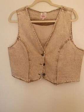 So Me Beige Denim Vest